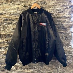 VTG 1980s Made in the USA Nascar Embroidered Satin Bomber Jacket - Size XXL